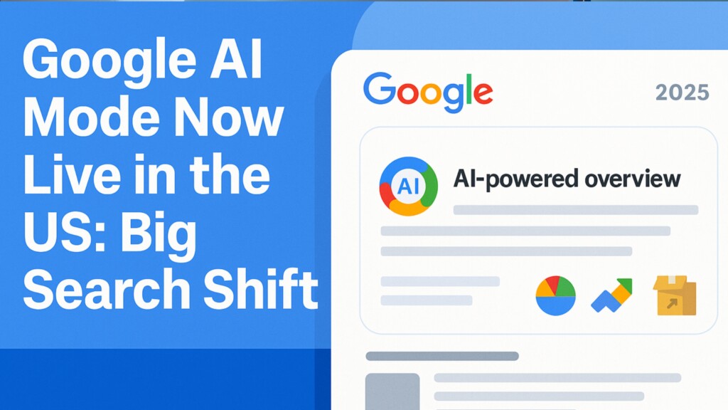 Google AI Mode interface showing new AI-generated search results in the USA, 2025